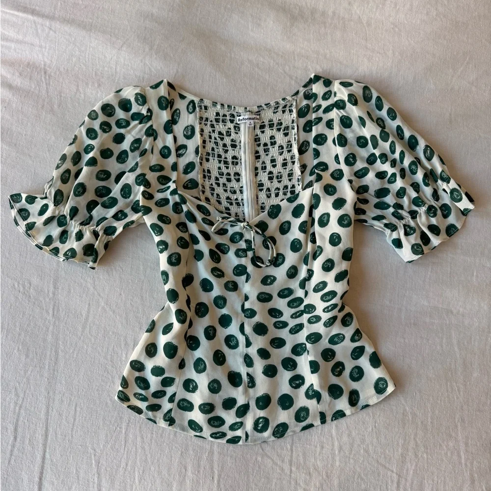 New Reformation tapioca print blouse - Picture 1 of 4
